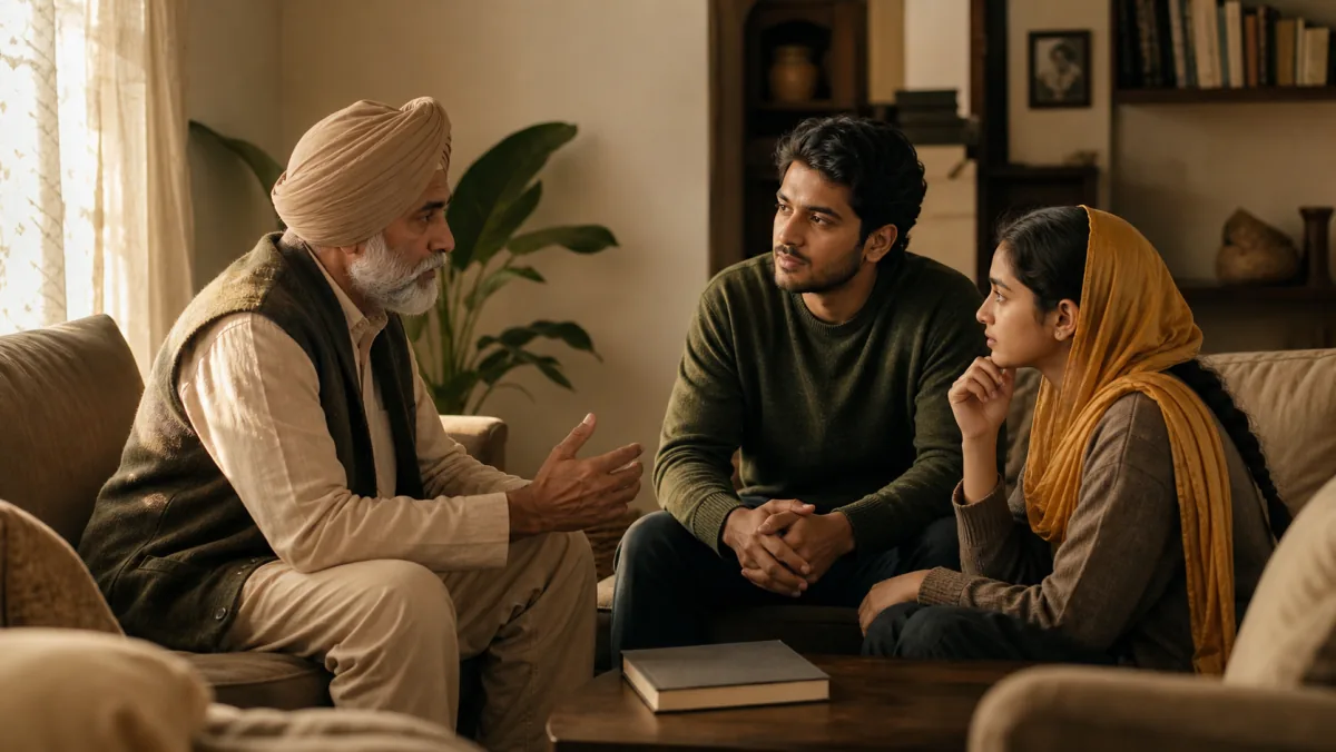 Three generations listening and reflecting together after a story